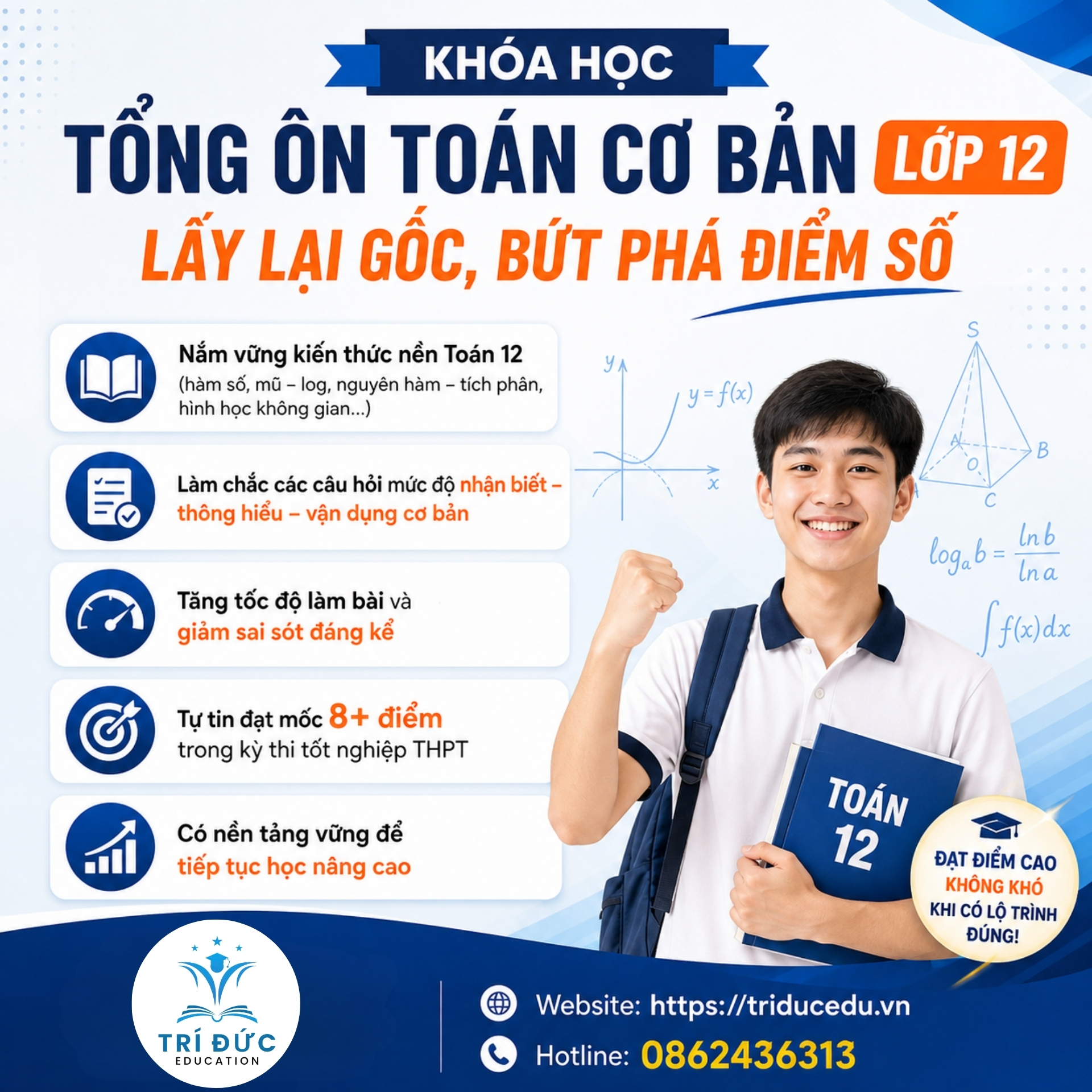 khóa học toán cơ bản cho học sinh lớp 12