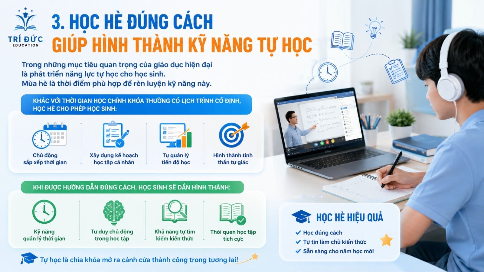 Học hè đúng cách giúp hình thành kỹ năng tự học