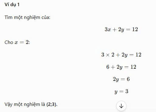Ví dụ về phương trình bậc nhất hai ản