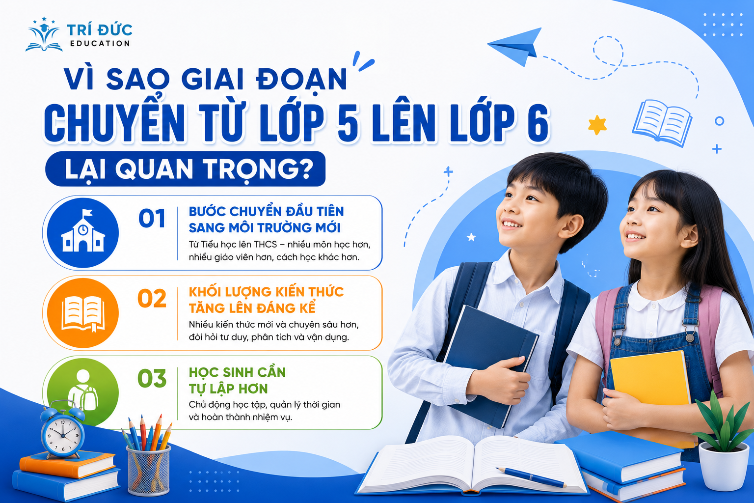 Vì sao giai đoạn chuyển từ lớp 5 lên lớp 6 lại quan trọng?